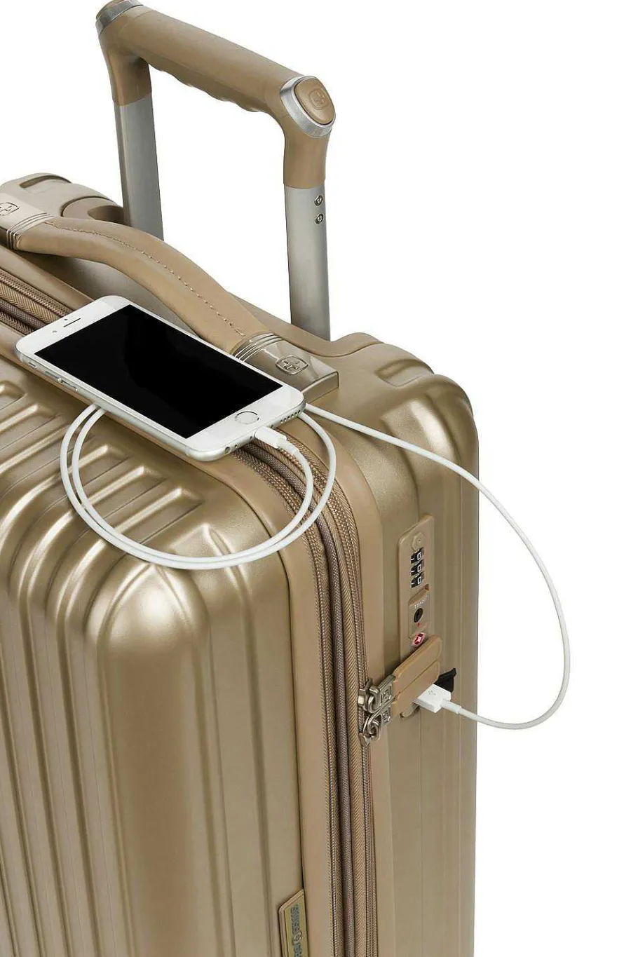 Hot SWISSGEAR 7910 20" Usb Expandable Carry On Hardside Spinner Luggage - Golden Sand