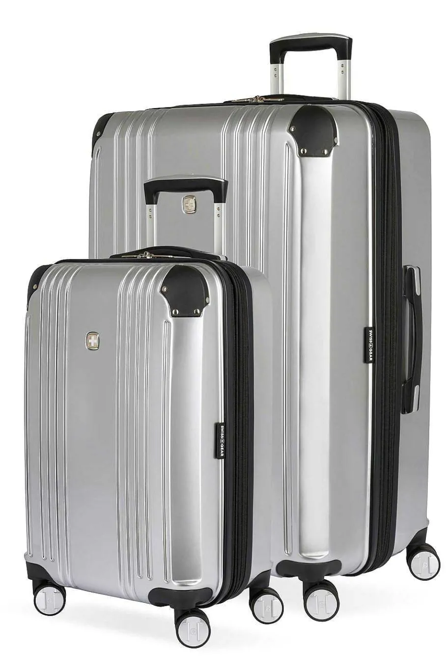 swissgear__expandable_pc_hardside_spinner_luggage_set__silver_10.webp Flash Sale SWISSGEAR 7786 Expandable 2Pc Hardside Spinner Luggage Set - Silver