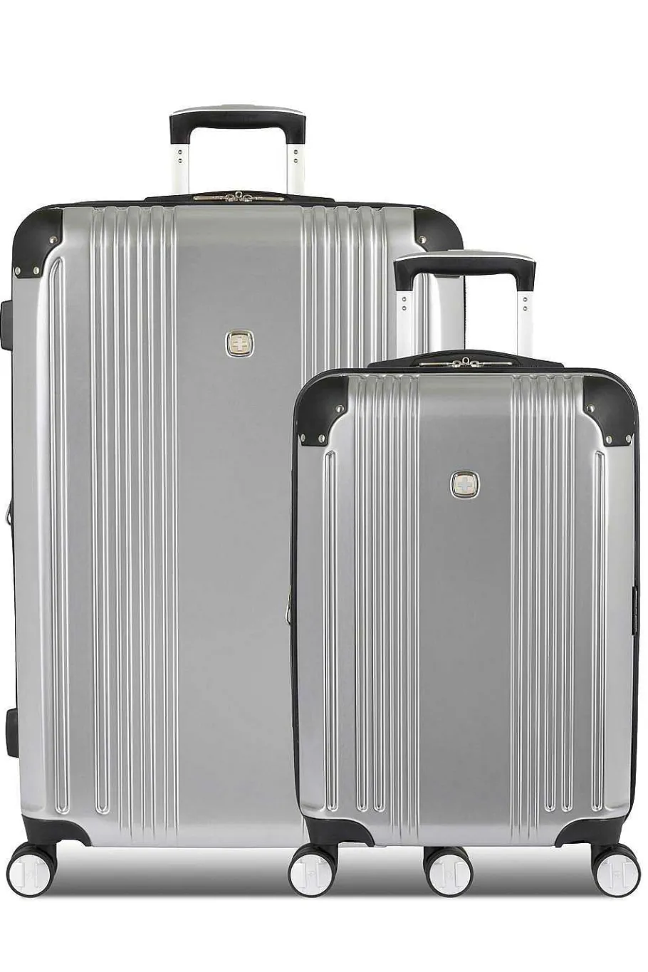 swissgear__expandable_pc_hardside_spinner_luggage_set__silver_2.webp Flash Sale SWISSGEAR 7786 Expandable 2Pc Hardside Spinner Luggage Set - Silver