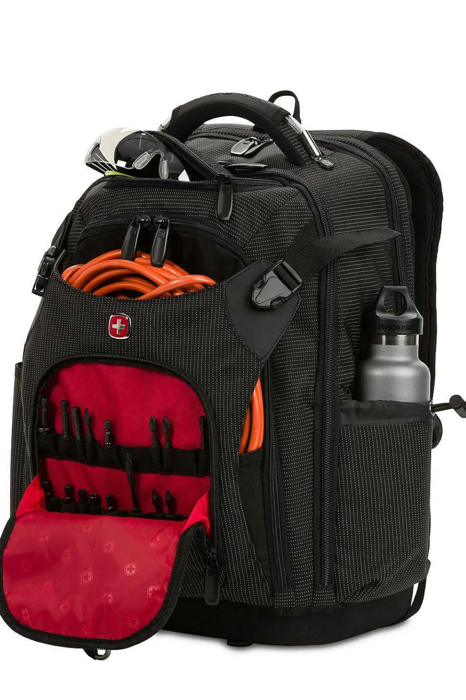 swissgear__usb_work_pack_pro_tool_backpack_5-1.webp Store SWISSGEAR 3636 Usb Work Pack Pro Tool Backpack Black Canvas | Black With White Dots | Brown Canvas