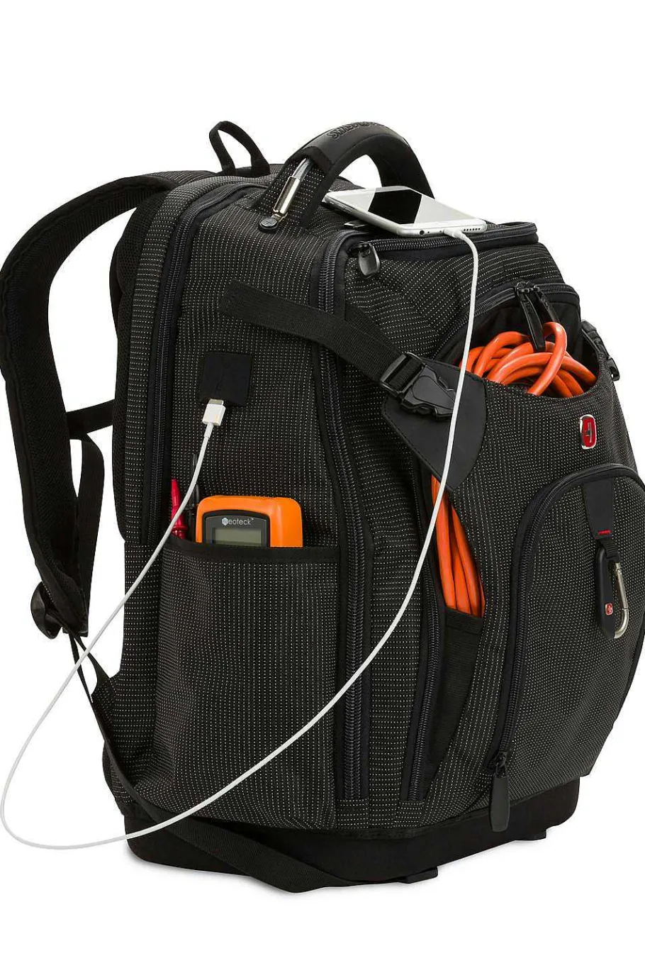 swissgear__usb_work_pack_pro_tool_backpack_6-1.webp Store SWISSGEAR 3636 Usb Work Pack Pro Tool Backpack Black Canvas | Black With White Dots | Brown Canvas