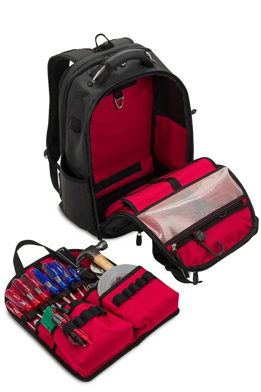 swissgear__usb_work_pack_pro_tool_backpack_7-1.webp Store SWISSGEAR 3636 Usb Work Pack Pro Tool Backpack Black Canvas | Black With White Dots | Brown Canvas