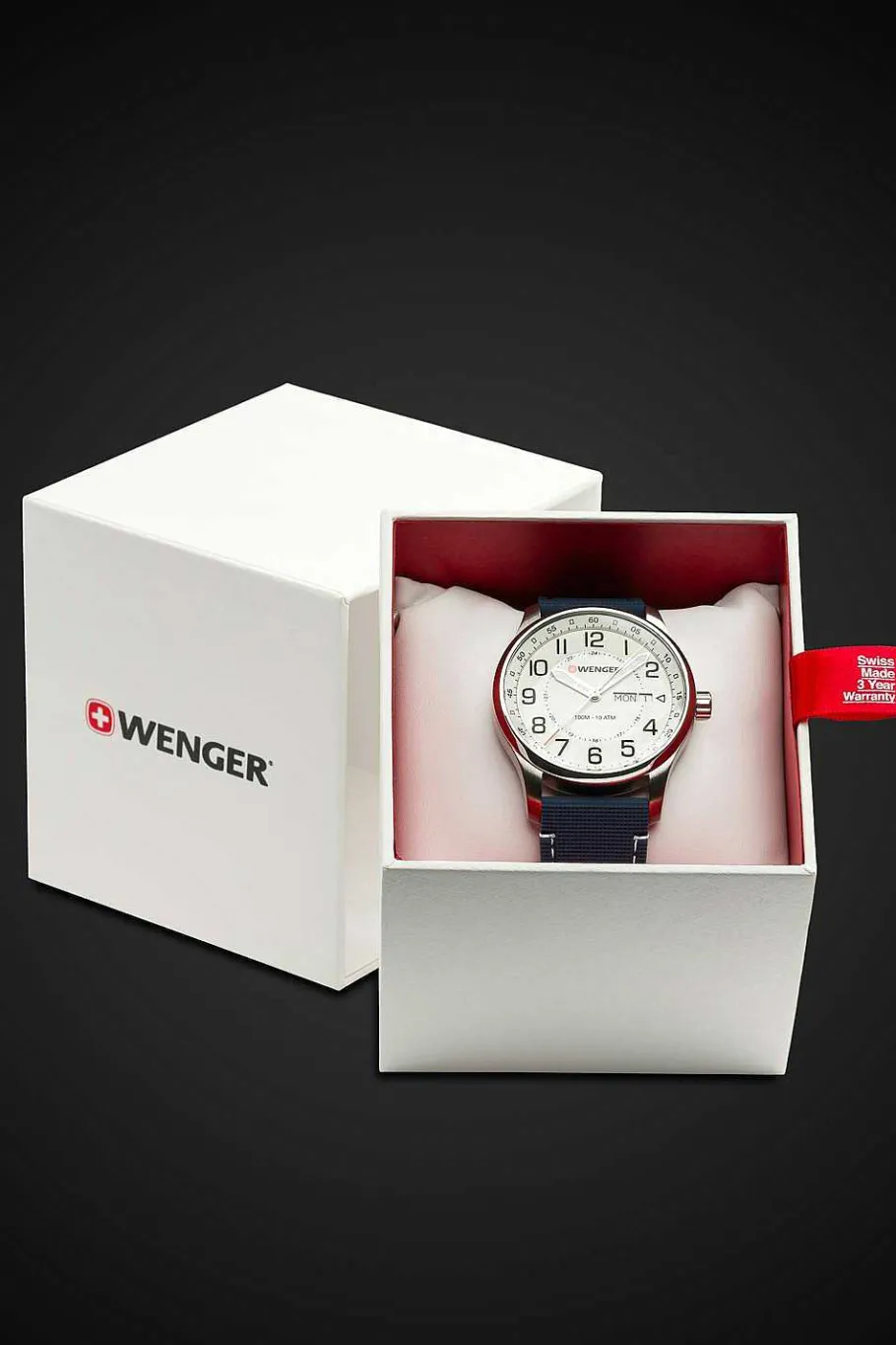 Hot SWISSGEAR Wenger Attitude Watch - Stainless Steel With White Dial And Blue Silicone Strap