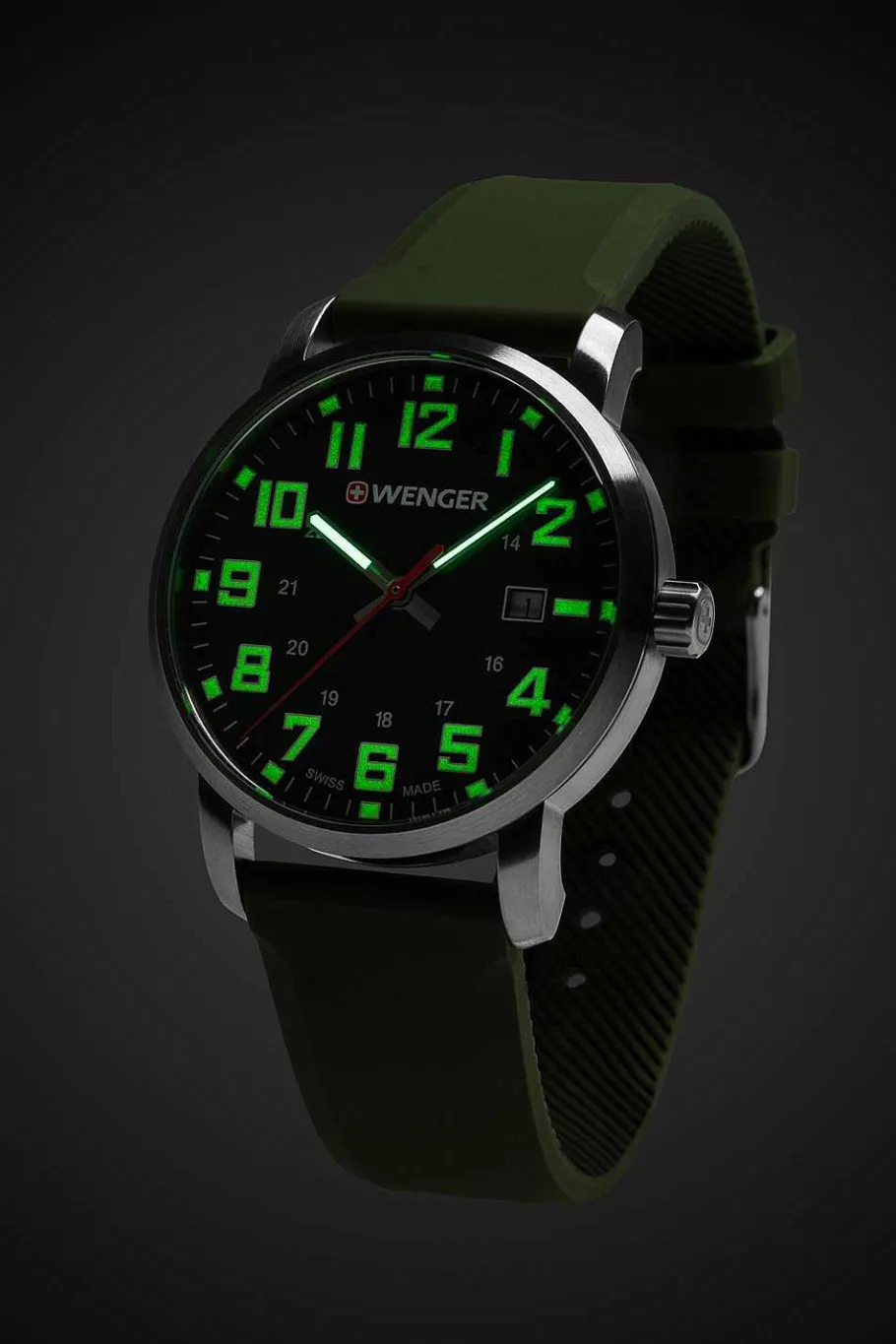 wenger_avenue_watch__stainless_steel_with_black_dial_and_green_silicone_strap_2.webp Hot SWISSGEAR Wenger Avenue Watch - Stainless Steel With Black Dial And Green Silicone Strap