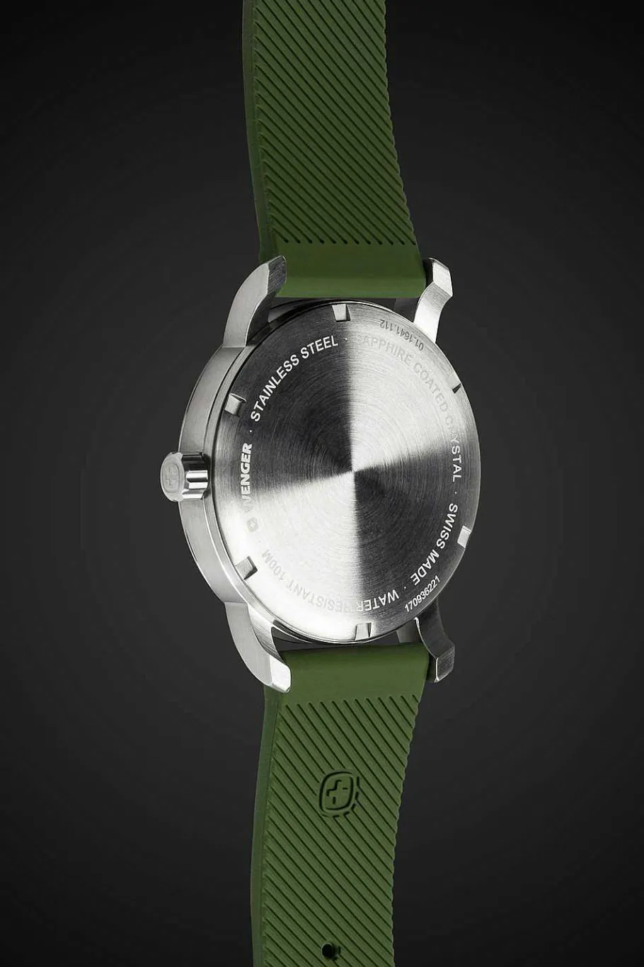 wenger_avenue_watch__stainless_steel_with_black_dial_and_green_silicone_strap_7.webp Hot SWISSGEAR Wenger Avenue Watch - Stainless Steel With Black Dial And Green Silicone Strap