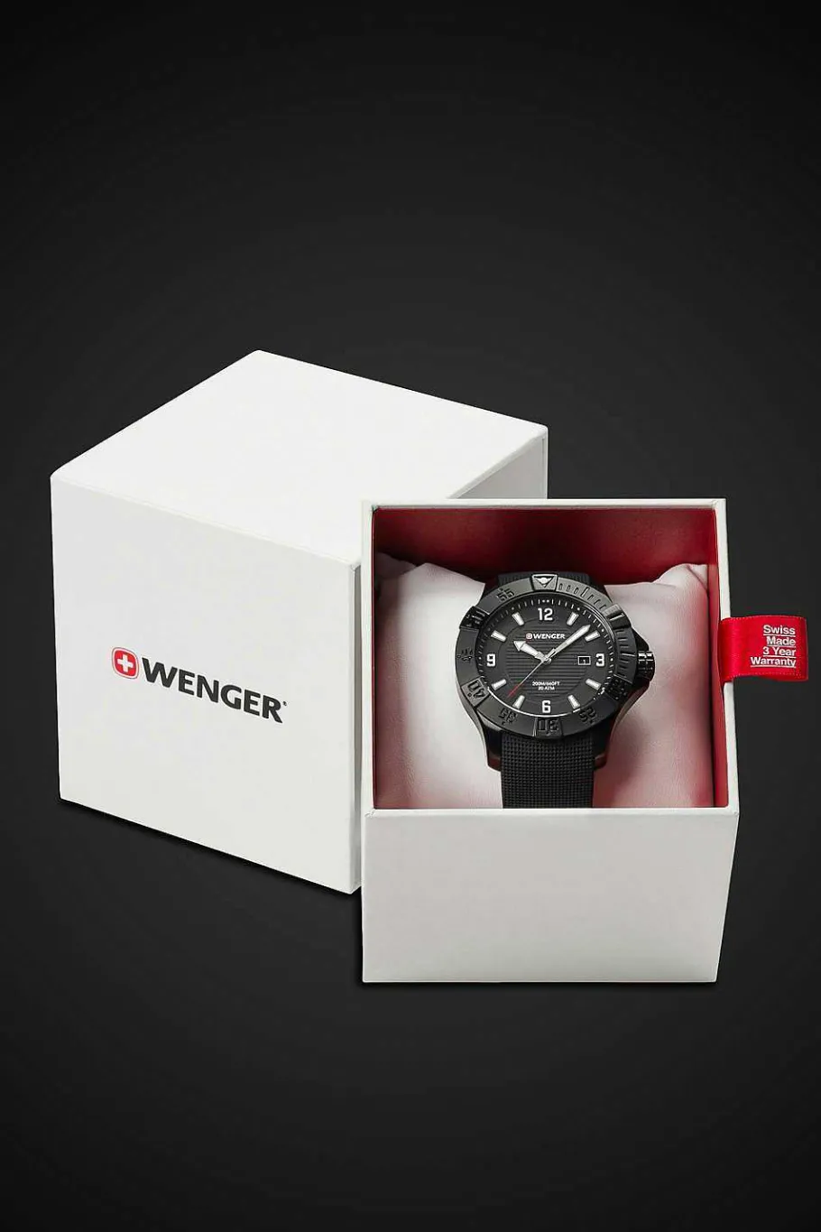 Cheap SWISSGEAR Wenger Seaforce Watch - Black With Black Dial And Black Silicone Strap